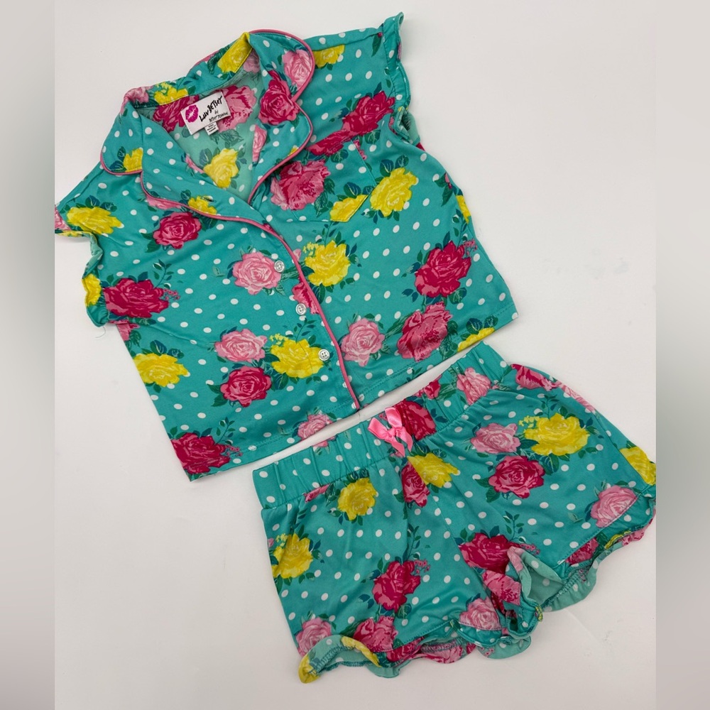 Luv Betsey Pink and Yellow 🌺Flower🌺Print Kids Pajamas- 🌺Size 6-6X🌺